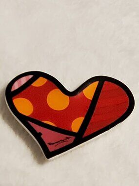 ROMERO BRITTO Heart Shaped Small Ceramic Abstract Trinket Tray Vintage! EUC!